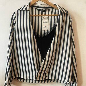 Elegant black and white striped shirt